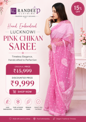 Hand Embroidered Lucknowi Pink Chikan Saree